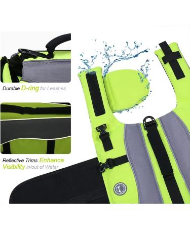 Vivaglory Neon Yellow Dog Rescue Vest | Removable Front-Wheel Drive | Reflective Cap & Extra Upholstery for Swimming & Boating | XXS (28-35cm) - Buy Online on GoSupps.com