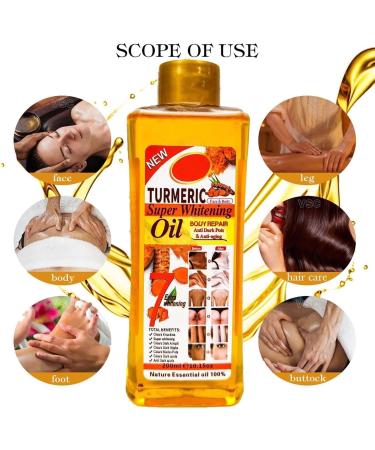  HONchenai Brightening Oil Vitamin E Body Oil Body Whitening Oil Brightening Skin Papaya Super Whitening Oil Turmeric Oil Rose Oil For Lightening Dark Skin (Turmeric 200 ml) - Buy Online on GoSupps.com