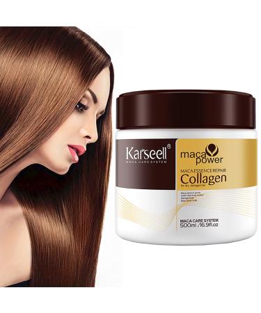 Karseell Collagen Hair Treatment 16.90 oz 500 ml Deep Repair Conditioning Argan Oil Collagen Hair Mask Essence for Dry Damaged Hair 500 ml (Pack of 1)