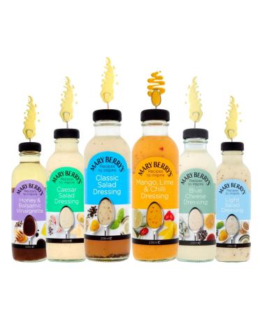 Mary Berry's Salad Dressing Pick N Mix - Choose From 4 Flavours | Classic-Dressing Caesar Salad-Dressing Mango Lime & Chilli Blue Cheese - Pack of 5 X 235ml