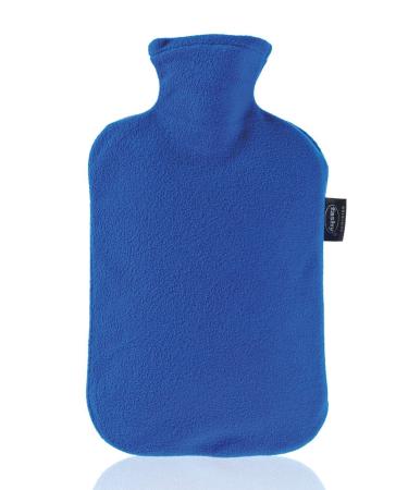 Fashy - Hot water bottle with soft fleece cover in blue (Sapier blue)