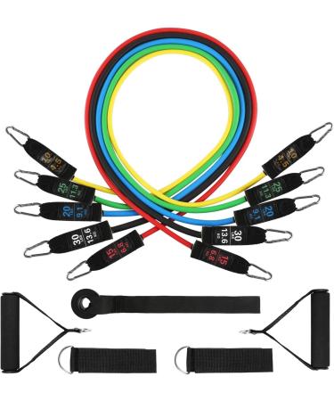 Glymnis Resistance Band Set - 11 PCs Fitness Bands with Handles Door Anchors & Straps for Strength Training & Physiotherapy - Up to 100lbs - Buy Online on GoSupps.com