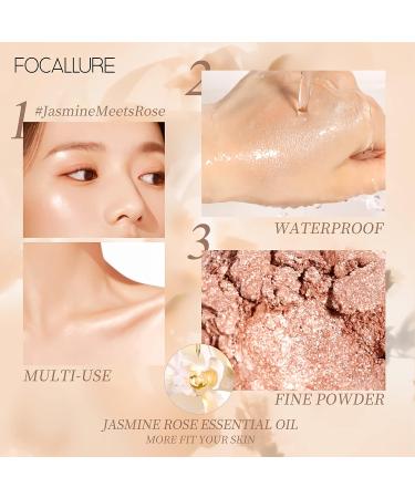 FOCALLURE Highlighter Palette - Shimmer Glitter Contouring & Illuminating Makeup in HG02 Rose - Buy Online on GoSupps.com
