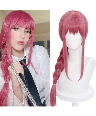 Aicos Anime Long Pink Red Cosplay Braids Wigs for Women Long Wigs Cosplay + Free Cap A-Magenda