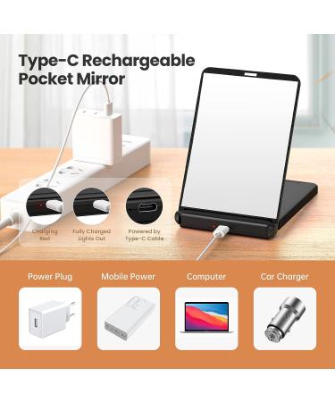 Gospire LED Travel Makeup Mirror with Lights, Magnification 1X/3X, Rechargeable & Foldable - Black - Buy Online on GoSupps.com