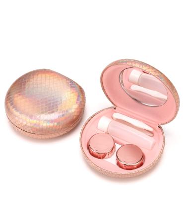 Muf Twinkle Portable Contact Lens Case Contact Lens Travel Kit with Mirror Container Tweezer Contact Lens Solution Bottle Shining Contact Case Travel Outdoors Daily Use Rose Gold Sparkles Rose Gold Twinkle