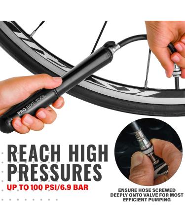 Premium Mini Bike Pump - High Pressure PSI - Presta and Schrader Valves - Ideal for Road and Mountain Bikes - Black - Buy Online on GoSupps.com