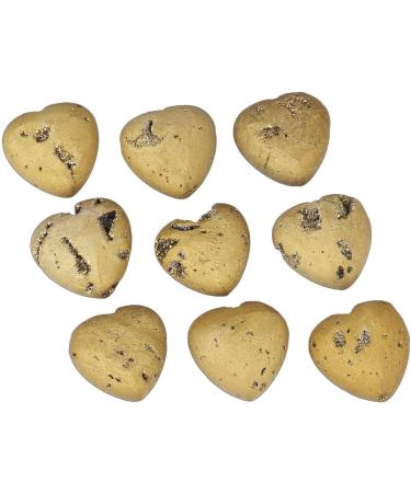 Nupuyai Gold Agate Geode Heart Palm Worry Stone - Chakra Reiki Healing Crystal Love Stone - Buy Online on GoSupps.com