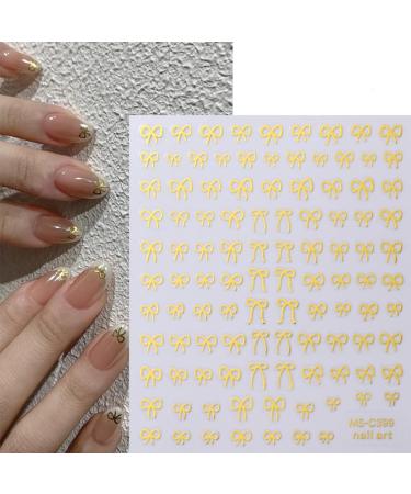 6 Sheets 3D Bow Nail Stickers - Self-Adhesive Nail Art Decals in Gold Silver Red Pink White & Black | DIY Acrylic Nail Decorations for Women - Buy Online on GoSupps.com