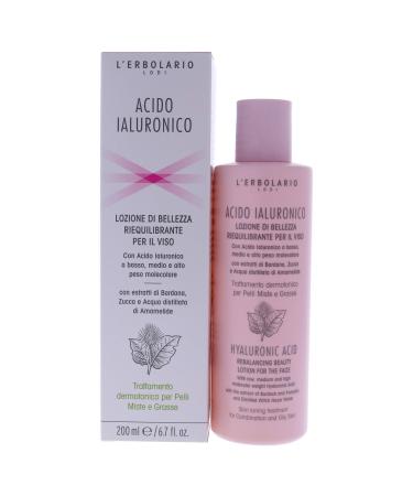 L'Erbolario Hyaluronic Acid Rebalancing Beauty Lotion - Skin Toning Treatment - Ideal For Combination And Oily Skin - Leaves Skin Clear Fresh And Moisturized - Regulates Hydration - 6.7 Oz