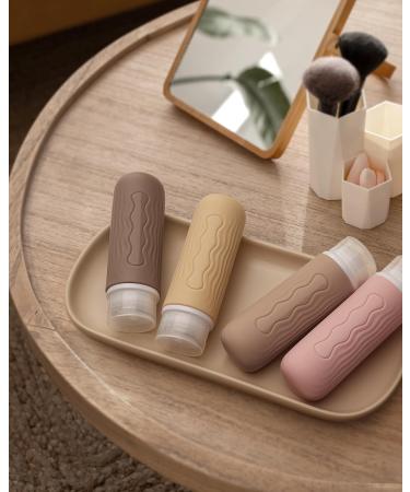Yinke 90ml Silicone Travel Bottles Set - 4 Leak-Proof Containers | Refillable Travel Essentials for Shampoo & Cream | BPA-Free & TSA-Tested - Earth Color Palette - Buy Online on GoSupps.com