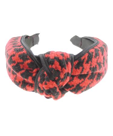 Turban Top Knot Twisted Knotted Twist Knot Fabric Boho Vintage Headband Alice Band Women Hair Hairband For Christmas Birthday Wedding Bridesmaid Party Dogtooth Houndstooth Plaid (Red)