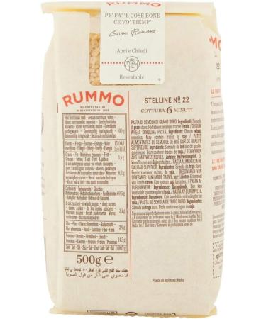  Rummo Rummo Pasta Stelline N 22 Pack of 16 Italian pasta made from durum wheat semolina 500 g + 1 can of 330 ml peach iced yoga tea - Buy Online on GoSupps.com