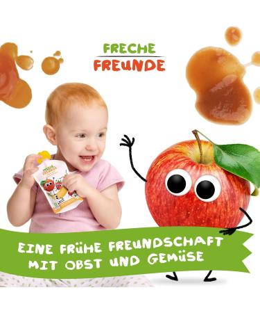 Cheeky Friends Bio Quetschie Fruit Puree for Kids - Banana Apple Strawberry & Raspberry - Vegan Gluten-Free - 12 x 100g Squeeze Bags (2x 6 Pack) Perfect for Babies 6 Months+ - Buy Online on GoSupps.com
