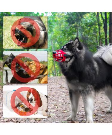 Barkless Muzzle for Dogs - Soft Silicone Basket Bite & Bark Control Allows Drinking & Panting Size 6 (Snout 13 -15 ) - Red - Buy Online on GoSupps.com