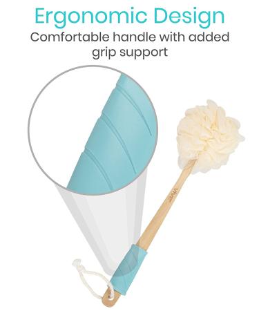 Vive Loofah Sponge Back Scrubber - Long Handled Exfoliating Bath Body Brush for Men and Women - Handheld Luffa Pouf on Stick - Ideal for Body and Face Washing - Spa Wash Lufa - 1 Count - Buy Online on GoSupps.com