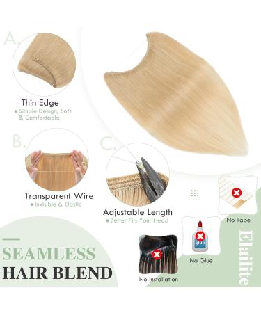Elailite Secret Wire on Hair Extensions Real Human Hair Invisible One Piece Hair Extension Headband Straight - #24 Natural Blonde - 16 Inch (60 g) - Buy Online on GoSupps.com