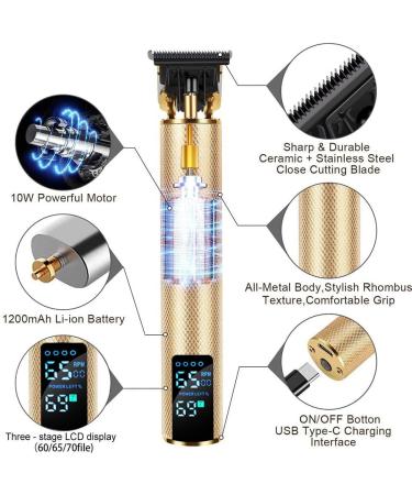 Premium Gold Hair Clippers for Men - Rechargeable T-Shaped Trimmer for Bald Cuts & Contouring | Cordless Design - Buy Online on GoSupps.com