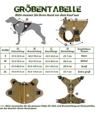 Rabbitgoo No Pull Dog Harness for Medium & Large Dogs - Tactical Vest with Handle & Metal Buckle Adjustable Padded Dog Vest for XL Brown - Premium Military Safety Design - Buy Online on GoSupps.com