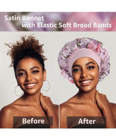 4PCS Silk Bonnet Set for Black Women - Satin Sleep Cap for Curly Hair - Wide Band Bonnets for Sleeping - Buy Online on GoSupps.com