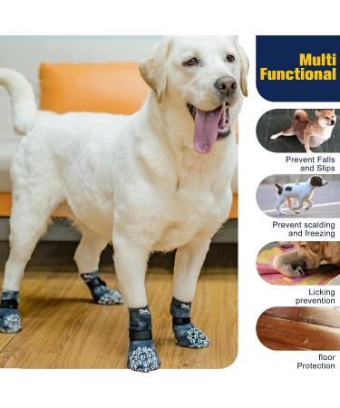EXPAWLORER Non-Slip Dog Socks - X-Large Black/White - Anti-Slip Paw Protector for Indoor Traction & Preventing Licking/Slipping - Buy Online on GoSupps.com