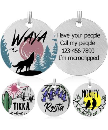 Colored dog brands with engraving personalized dog brand made of stainless steel engraved dog pendants with name animal brand for dogs and cats dog name tags for collar (Wolf)