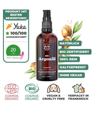 Buy Bionoble Organic Argan Oil 100ml - 100% Pure Cold-Pressed for Face Body Hair & Beard - Vegan & Cruelty-Free - Includes Glass Bottle Pipette & Pump - Buy Online on GoSupps.com