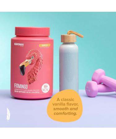 BIRDMAN Fitmingo Vegan Protein Powder with Inositol, Collagen Boosters, Hyaluronic Acid and Vitamins | Low Carb, Dairy Free, Lactose Free, Low Calorie | 23g Plant Based Vanilla Protein Powder - Buy Online on GoSupps.com