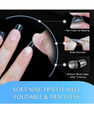 480pcs Square Nail Tips Set - Matte Clear Fake Nails for Acrylic Professional | Full Cover Tapered Square Nail Tips Kit with Box - Buy Online on GoSupps.com