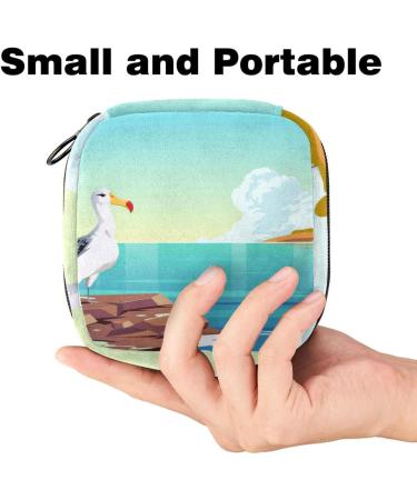 Portable Women's Menstrual Cup & Tampon Storage Bags - Albatros-Vogel Landscape Pattern | Ideal for Teenage Girls - Buy Online on GoSupps.com