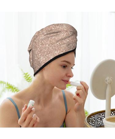 Hair Towel Wrap - Quick Drying Towel Turban with Button | Beige Sparkling Glitter | Perfect for Fast Hair Drying - Buy Online on GoSupps.com