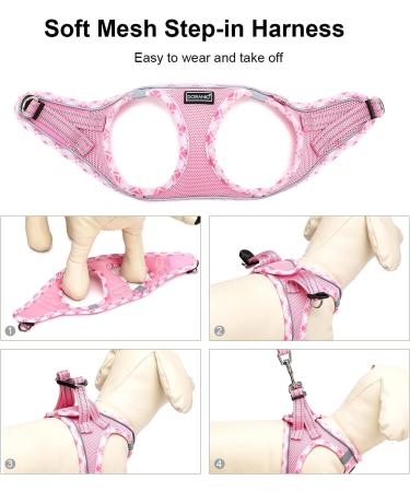 Doramio Step-In Dog Harness & Leash for Small Dogs | Reflective Breathable Safe Design | Cat Harness Available | XS Pink - Buy Online on GoSupps.com