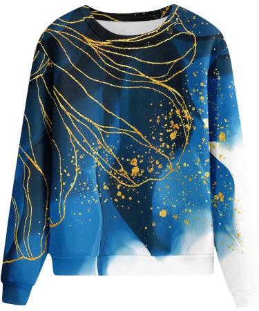 DUOWEI Tall Women's Print Sweatshirt Pullover - Comfy O Neck Sweater for Women - C-blue Large - Buy Online on GoSupps.com