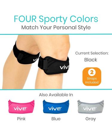 Vive Patella Stabilizer Knee Strap Brace Support - Men & Women - Osgood Schlatter, Arthritis, Tendonitis Compression - Buy Online on GoSupps.com