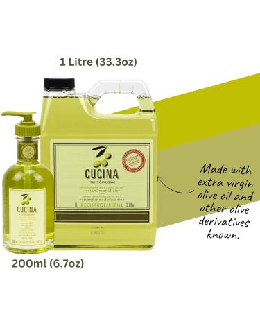 Cucina Fruits & Passion Coriander and Olive Tree Hand Soap Set 6.7 fl oz Glass Bottle and 33.8 fl oz Refill Made in Canada - Buy Online on GoSupps.com