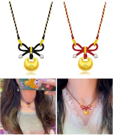 Oralgo Sweet Fuzi Trailer Necklace | Elegant Loop Charm Jewelry for Women | Trendy Collarbone Chain & New Year's Gift in Red - Buy Online on GoSupps.com