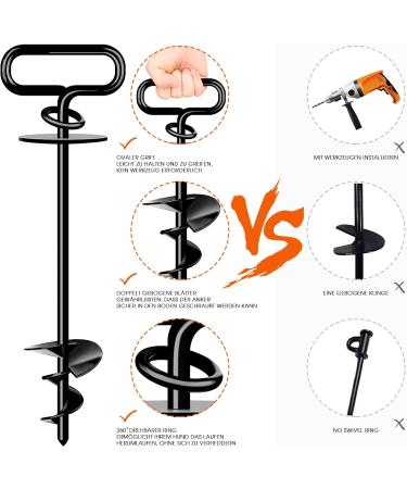 Ground Anchor Dog Dog Stake for Medium to Large Dogs up to 220 lbs Spiral Blade Dog Stake for Yard Beach Lawn Outdoor (Black) - Buy Online on GoSupps.com