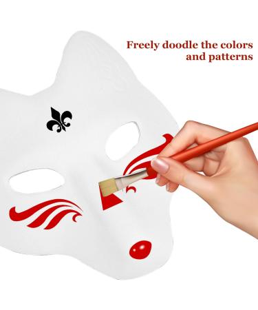 Alipis Fox Mask - White Blank Hand-Painted Japanese Style DIY Crafting Mask for Halloween Masquerade & Cosplay - Buy Online on GoSupps.com
