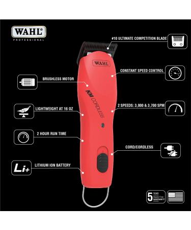 Wahl Professional Animal KM Cordless 2-Speed Clipper Kit for Pet, Dog, and Horse - Poppy - Buy Online on GoSupps.com