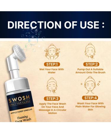 SWOSH Apple Cider Vinegar Foaming Face Wash for Acne-Prone Skin | Paraben-Free Sulfate-Free Built-in Brush | 100 ml - Shop Internationally - Buy Online on GoSupps.com