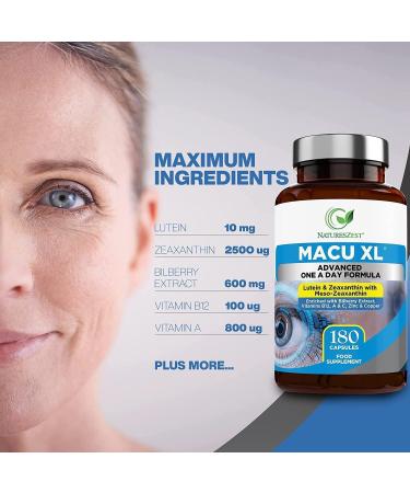 Natures Zest Macu XL - Lutein and Zeaxanthin Supplement - 180 Capsules - Buy Online on GoSupps.com