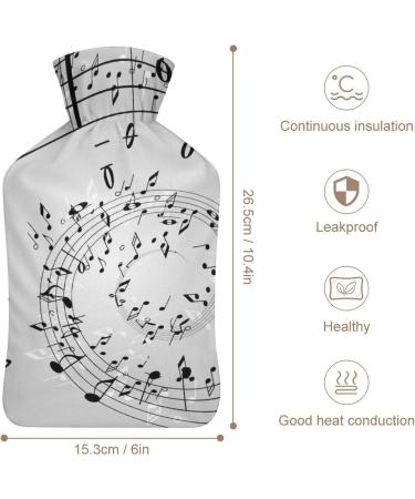 Musical Notes Hot Water Bottle with Plush Cover - Perfect Bed Warmer for Adults & Children | 26.5x15.3cm - Buy Online on GoSupps.com