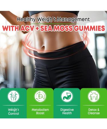 2 Pack Apple Cider Vinegar Gummies ACV with Sea Moss Gummies for Metabolism Digestion Detox Gut & Immune Health Apple Flavored -120 Count 60 Count (Pack of 2) - Buy Online on GoSupps.com
