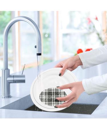 3-Pack Cleaning Kitchen Sponges Oval Retro Black and White Plaid Kitchen Cellulose Dishwashing Wood Pulp Cotton - Buy Online on GoSupps.com