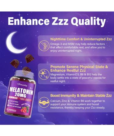 Melatonin Gummies 20mg for Adults - Maximum Strength Melatonin Gummies with L-Theanine Magnesium Omega-3 MSM D3 & Zinc - Non-Habit Forming Vegan Non GMO Natural Mixed Berry Flavor Mixed Berries 60 Count (Pack of 2) - Buy Online on GoSupps.com