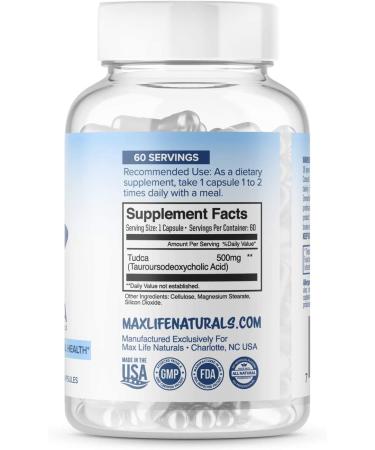 Tudca Liver Support Supplement - 500mg, 60 Servings - Aid Liver Detox Cleanse & Rescue - Bile Salt for Liver Cleanse - Tauroursodeoxycholic Acid - Buy Online on GoSupps.com