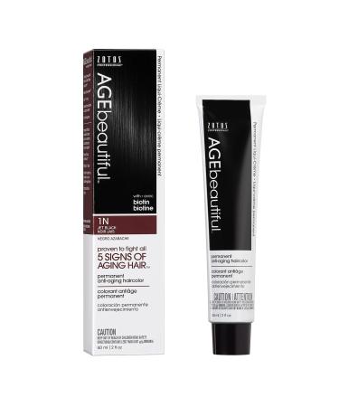 AGEbeautiful Permanent Liqui Creme Hair Color Dye | 100% Gray Coverage | Anti-Aging | Professional Salon Coloring 1N Jet Black Hair Color Dye