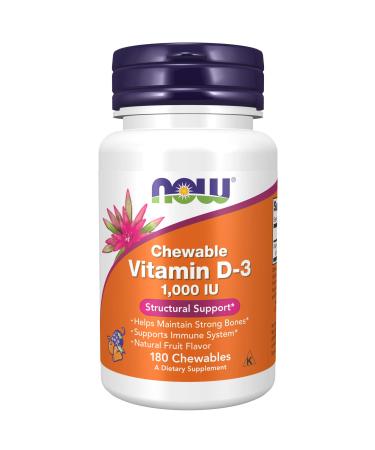 Now Foods Chewable Vitamin D-3 Natural Fruit Flavor 1000 IU 180 Chewables