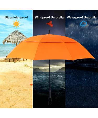 Doubwell 62-Inch Storm Proof Golf Umbrella Orange - Sturdy, UV Protection, Wind Resistant for Men and Women - Buy Online on GoSupps.com