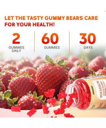 Potassium Citrate Gummies 1200mg for Adults Women & Men Chewable Potassium Supplement for Reduce Leg Cramps & Muscle Health Sugar Free Strawberry Flavor 60 Count 60 Count (Pack of 1) - Buy Online on GoSupps.com